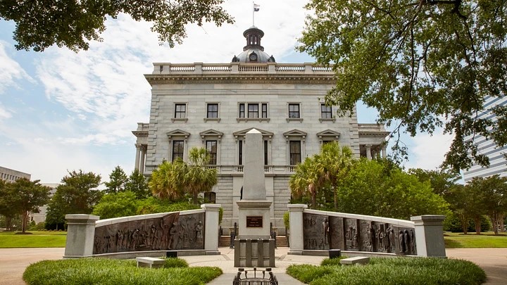 Exterior view of the African American monument in South Carolina.