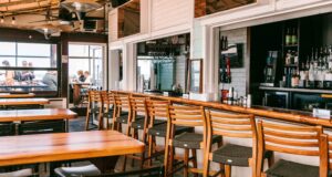 Interior view of the bar at Waterman's.